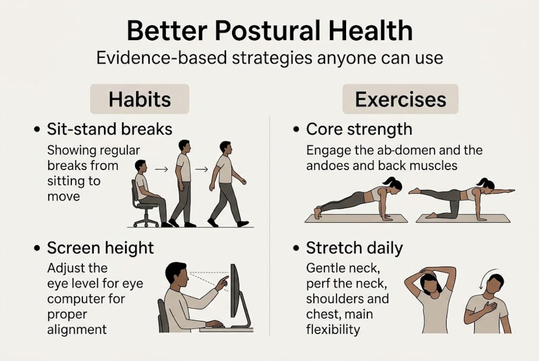 Infographic with posture improvement strategies