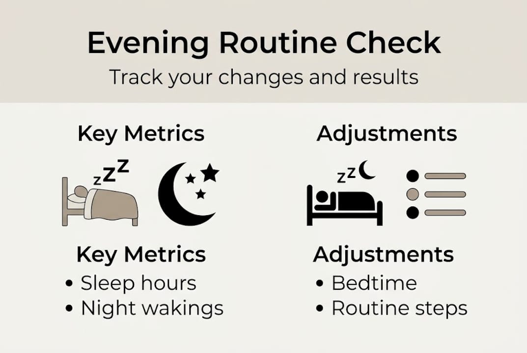 Infographic showing how to review evening routine