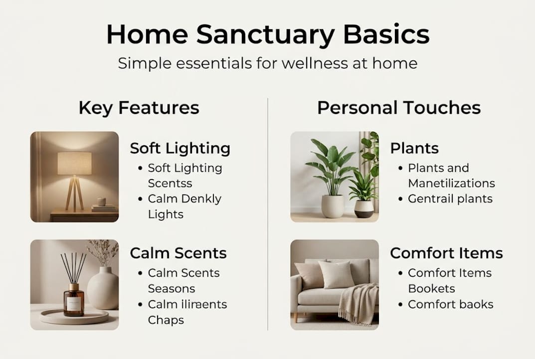 Infographic showing home sanctuary essentials