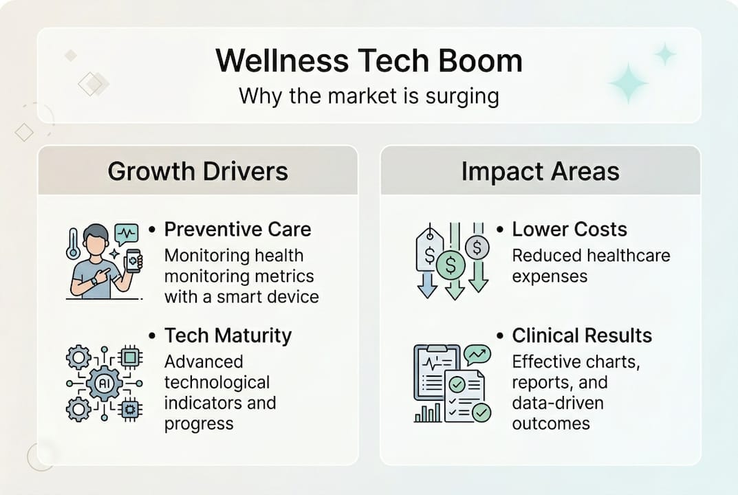 Infographic wellness tech market growth and drivers