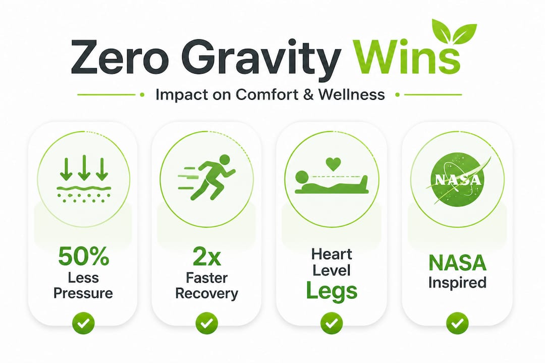 Infographic showing zero gravity seating health impacts
