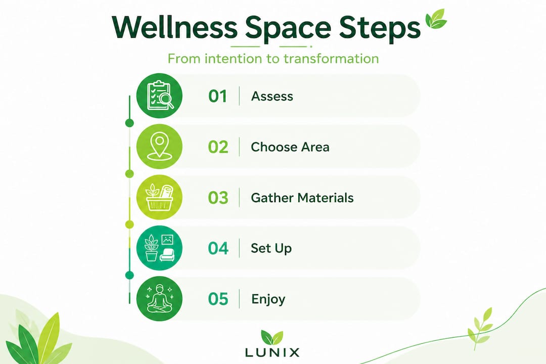 Infographic outlining wellness space step-by-step process