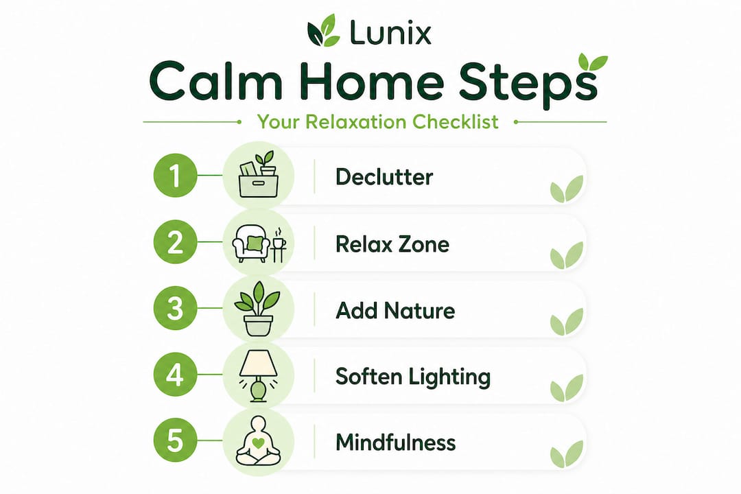 Infographic steps for a calm home environment