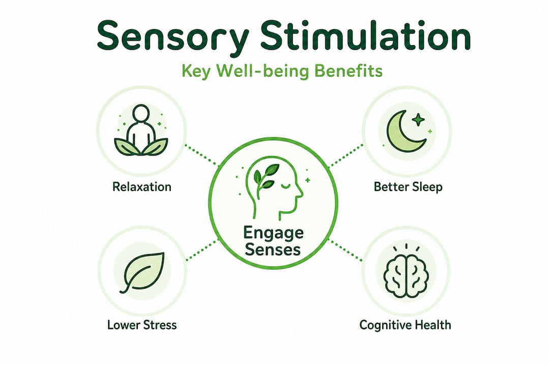 Hierarchy infographic of sensory stimulation benefits