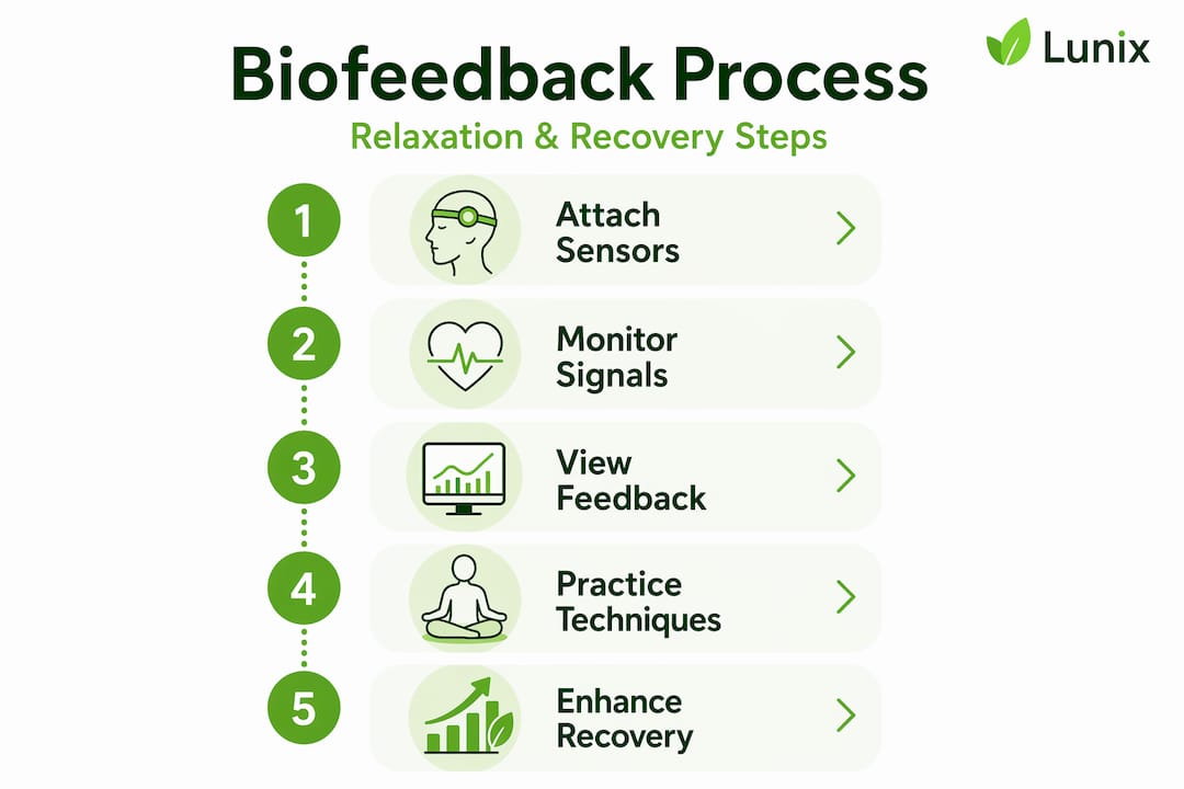 Infographic showing biofeedback process steps