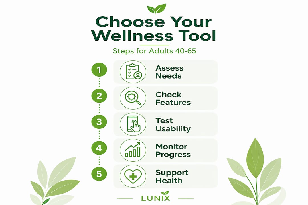 Infographic showing steps to choose wellness tools