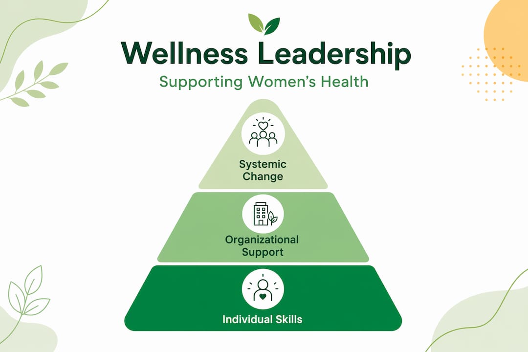 Pyramid infographic of women’s wellness leadership levels