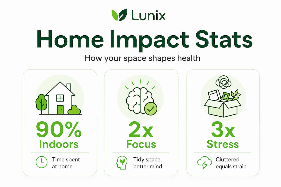 Infographic highlighting home environment health stats