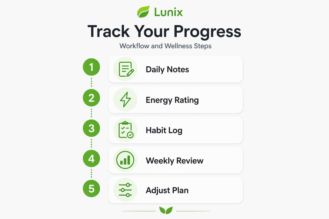 Infographic showing workflow progress tracking steps