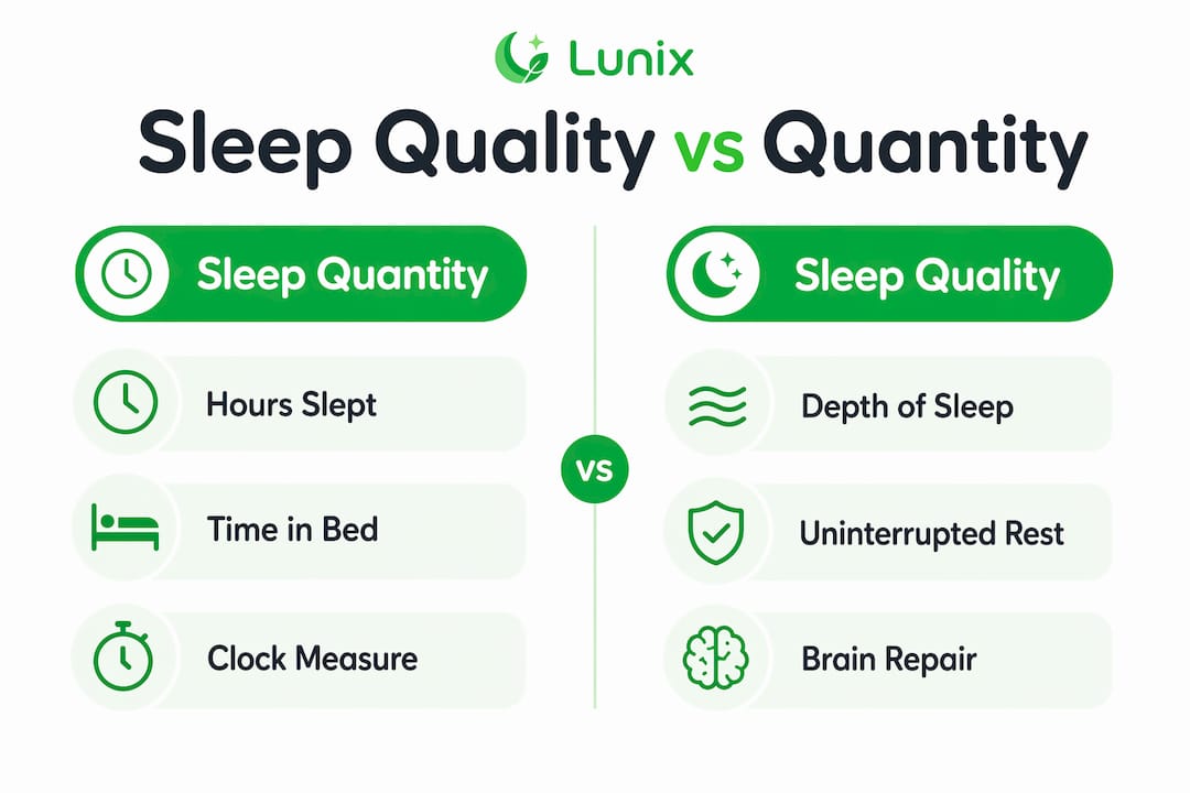 Infographic comparing sleep quality and quantity