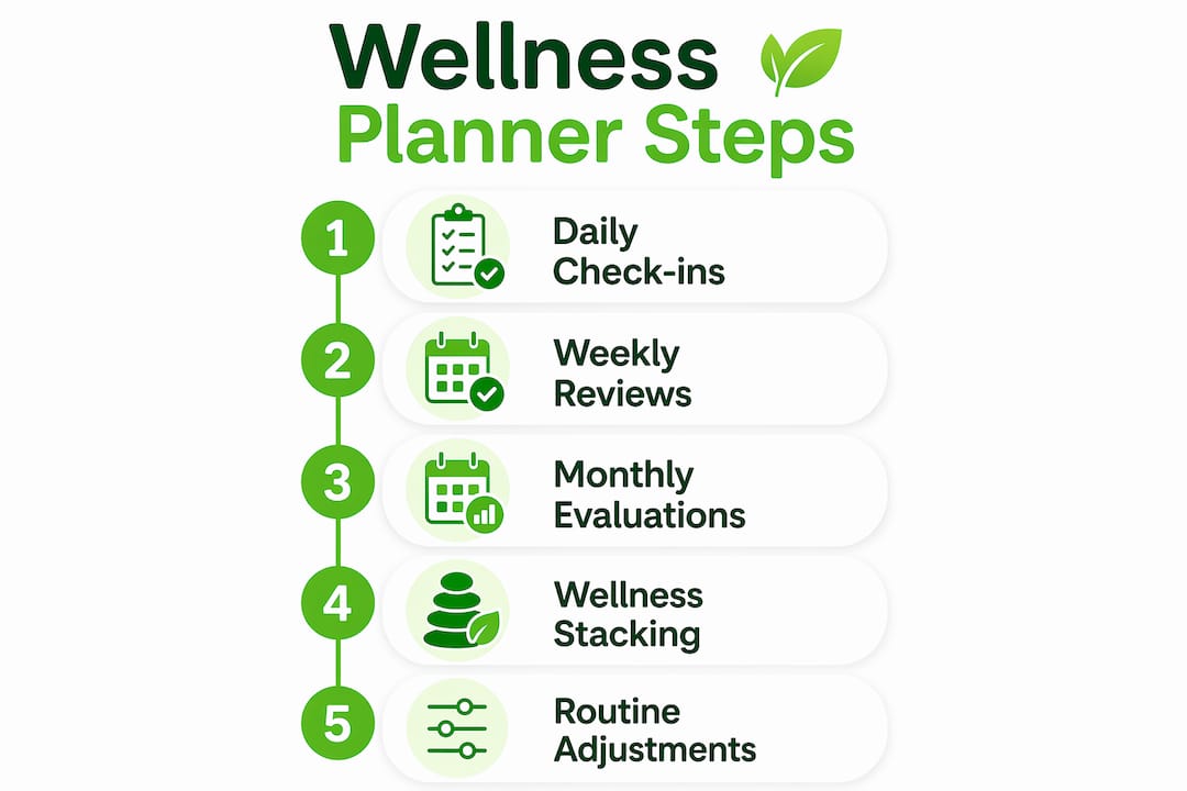Infographic showing wellness planner process steps