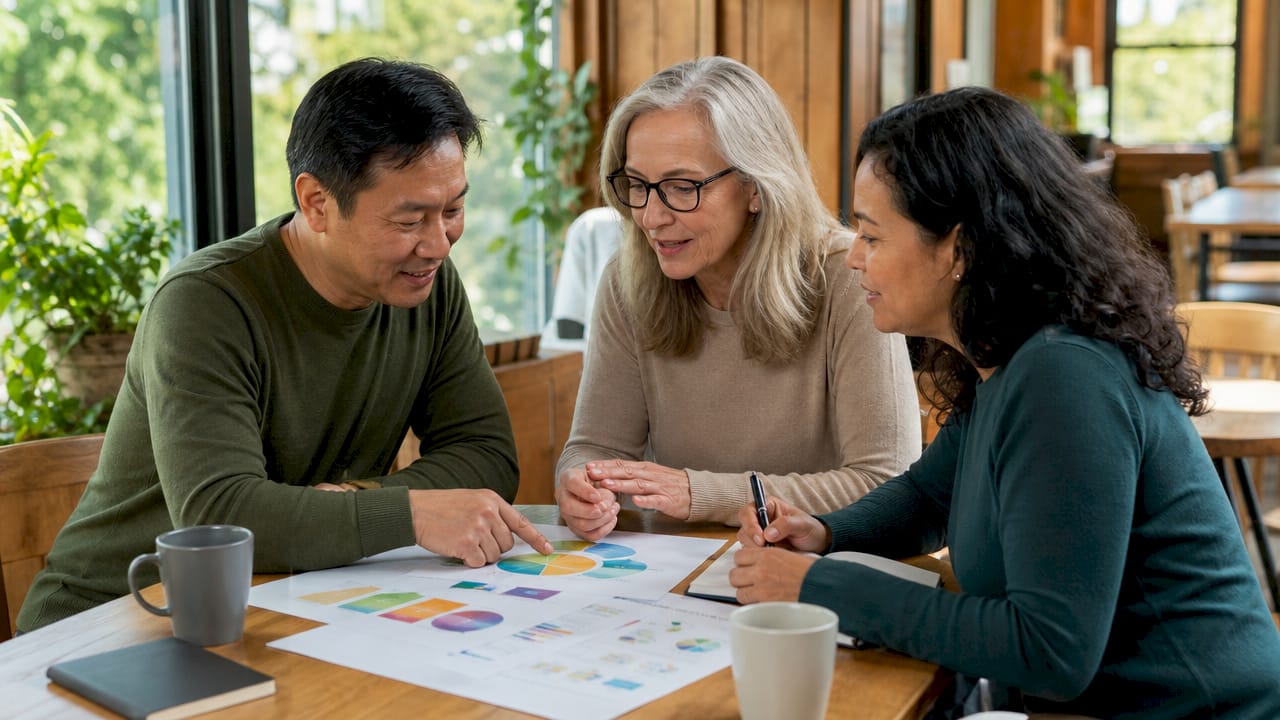 Group discussing wellness dimensions at table