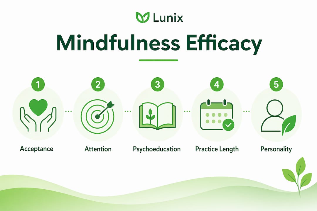 Infographic showing ranked mindfulness components