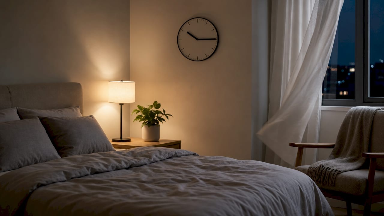 Overhead view of sleep-optimized bedroom
