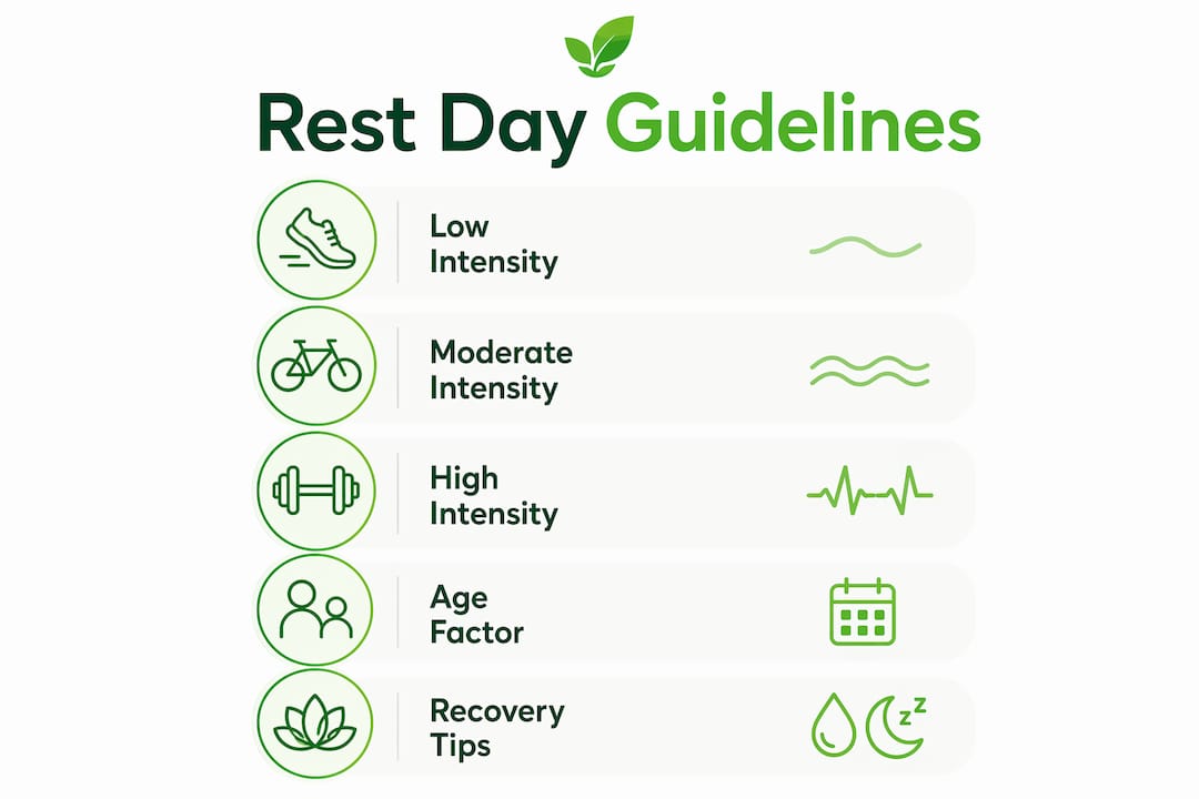Infographic depicting rest day guidelines and recovery steps