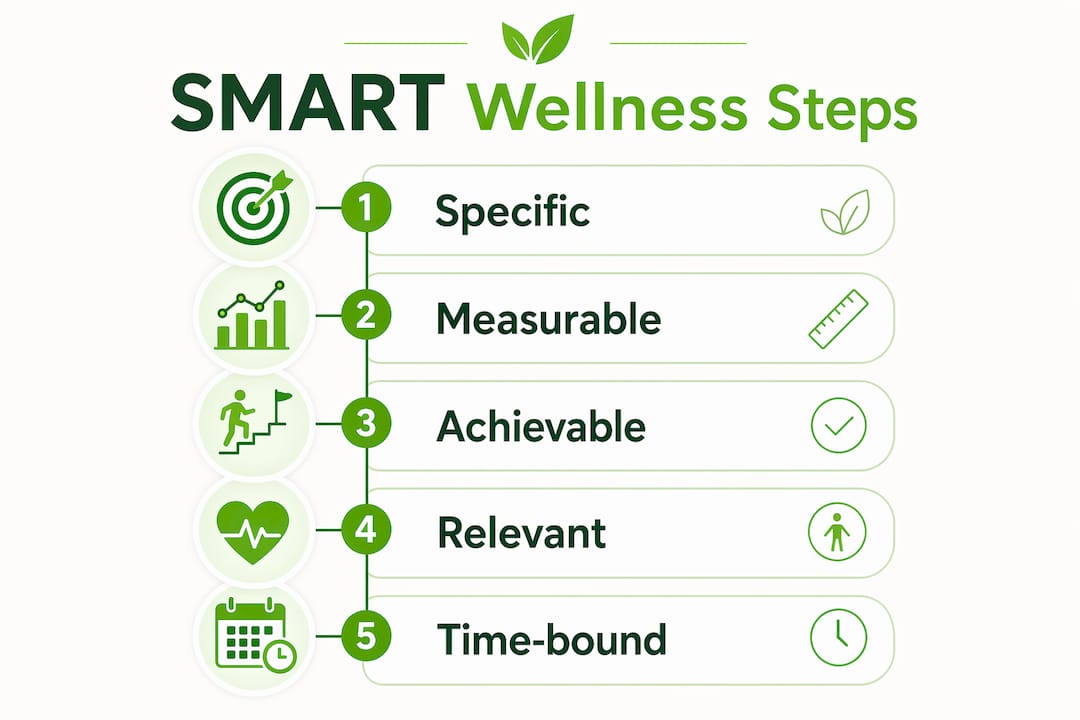 Infographic showing SMART goal setting steps
