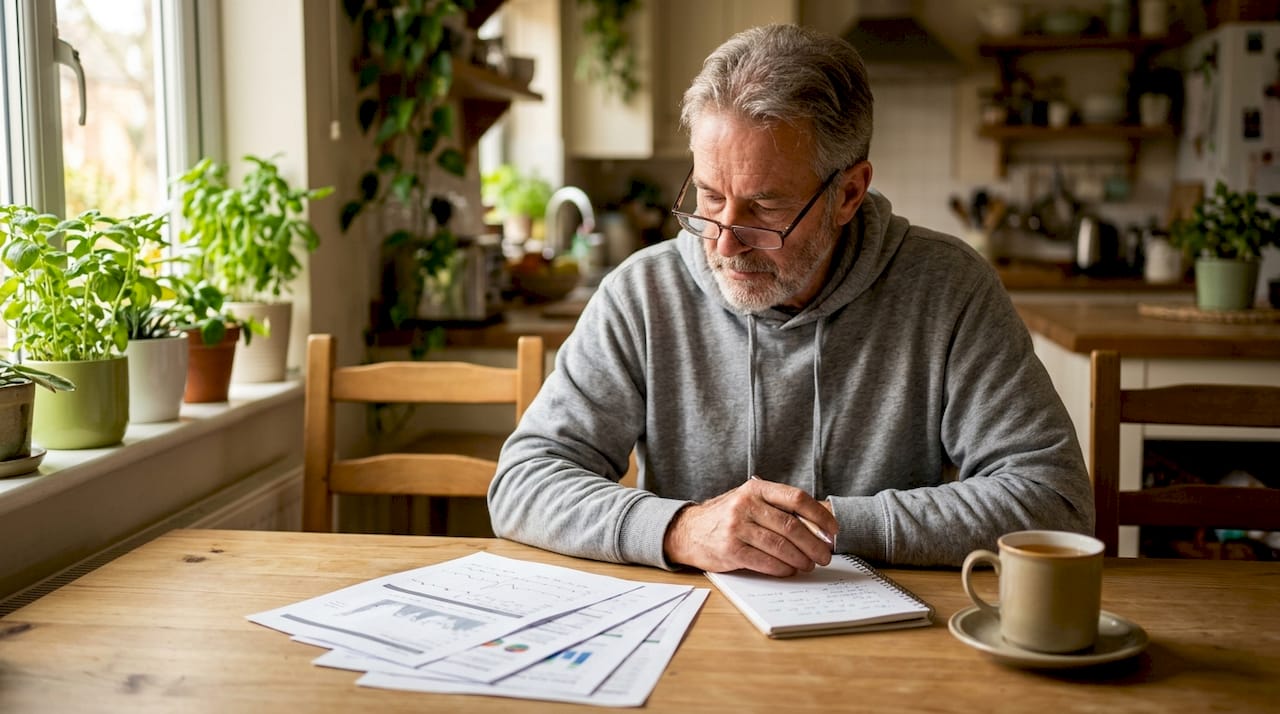 Man reviewing health charts about sleep benefits