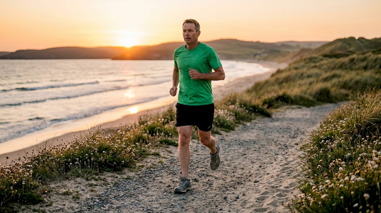 Man jogging outdoors for anxiety relief