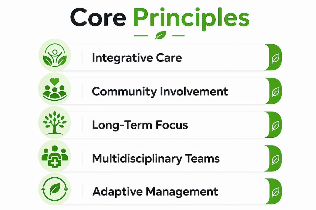 Infographic showing core principles of holistic restoration