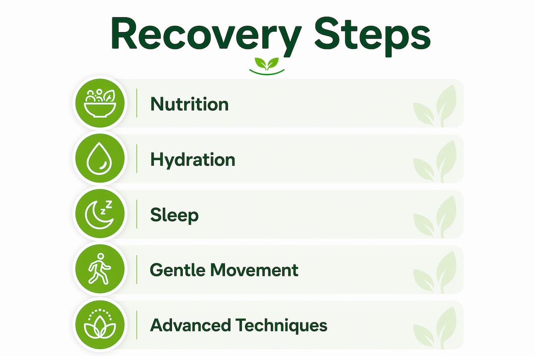 Infographic outlining key post-workout recovery steps for active adults