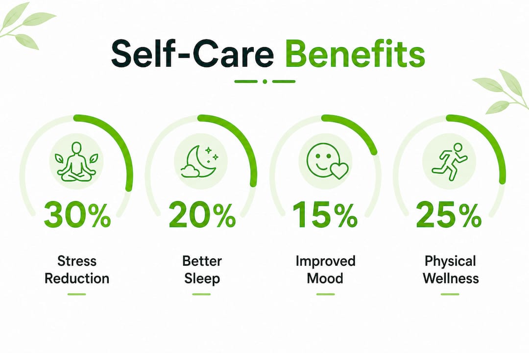Infographic showing key self-care health benefits