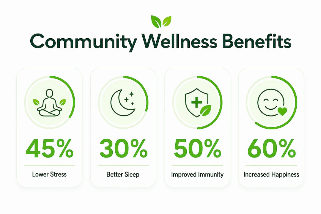 Infographic showing key community wellness benefits