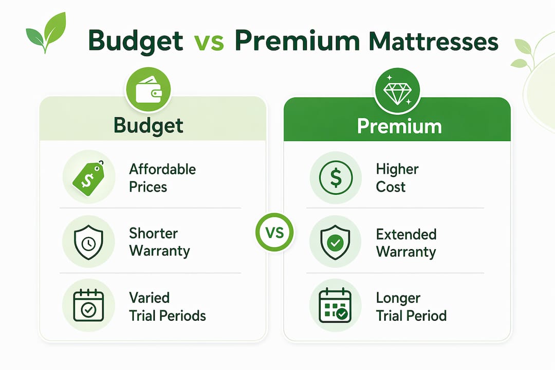 Infographic comparing budget and premium mattress features