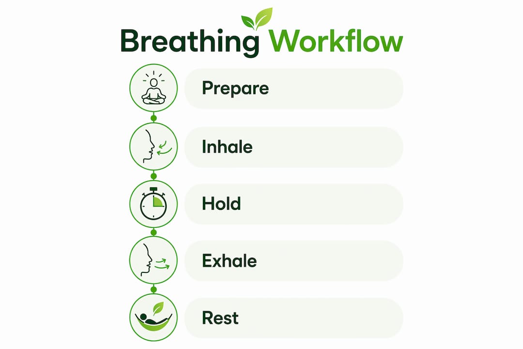 Infographic illustrating breathing exercise steps