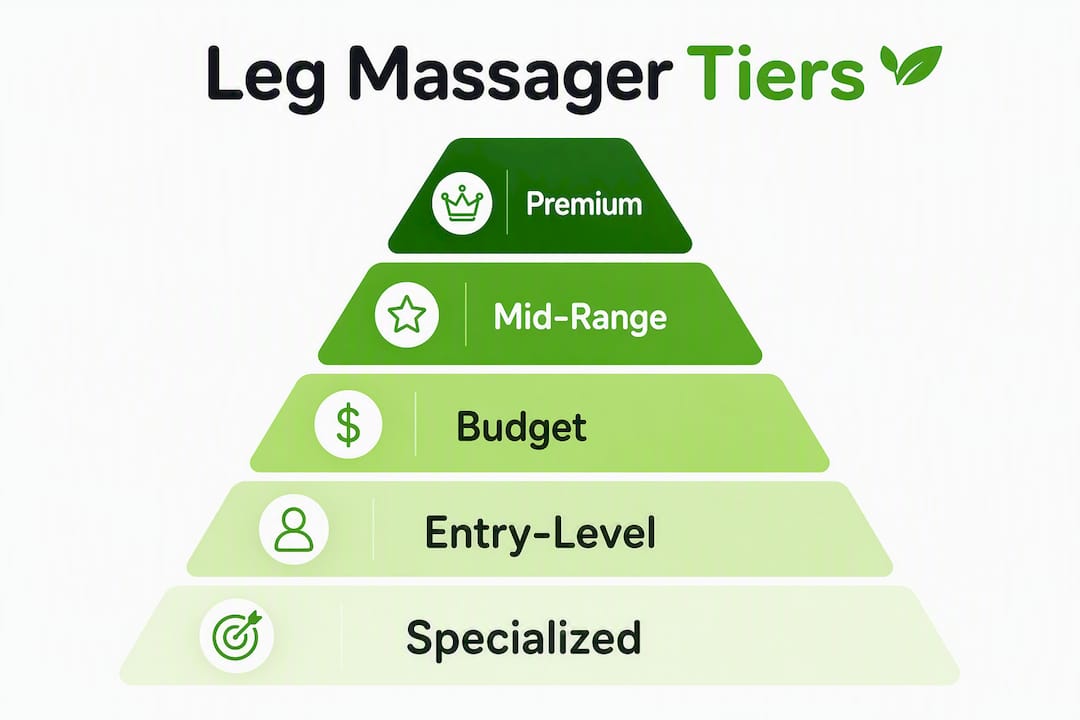 Infographic showing leg massager ranking tiers
