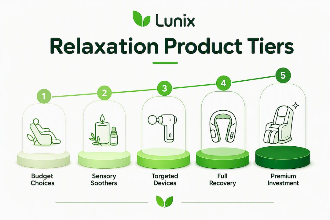 Infographic showing relaxation product budget tiers