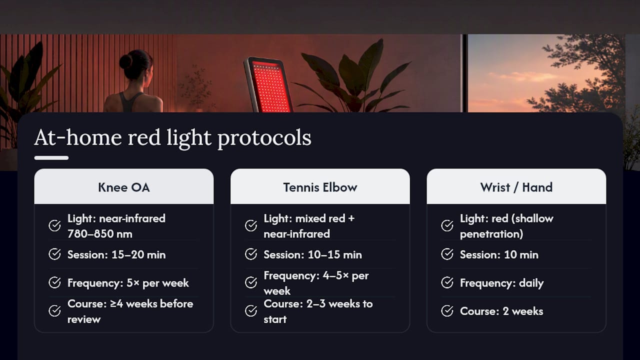 Diagram of red light therapy protocols for inflammation