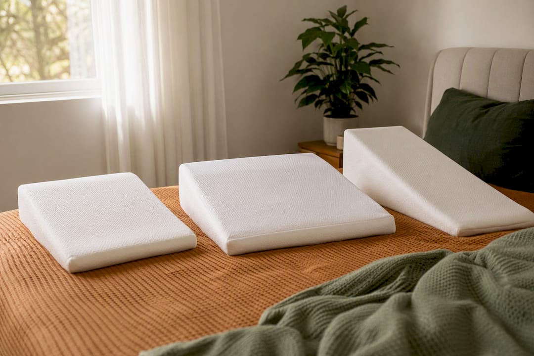 Various wedge pillow shapes and sizes on bed