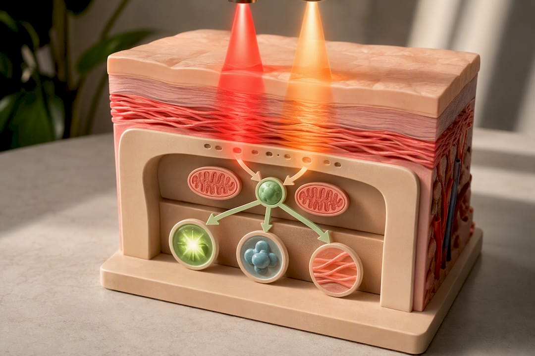 Illustration of red light cellular effects