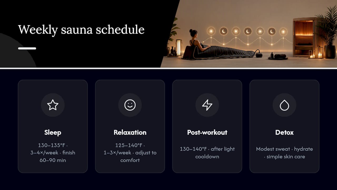 Sauna blanket schedules by wellness goal