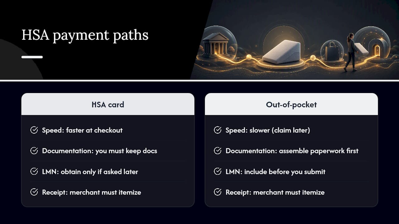 Comparison of two HSA payment paths