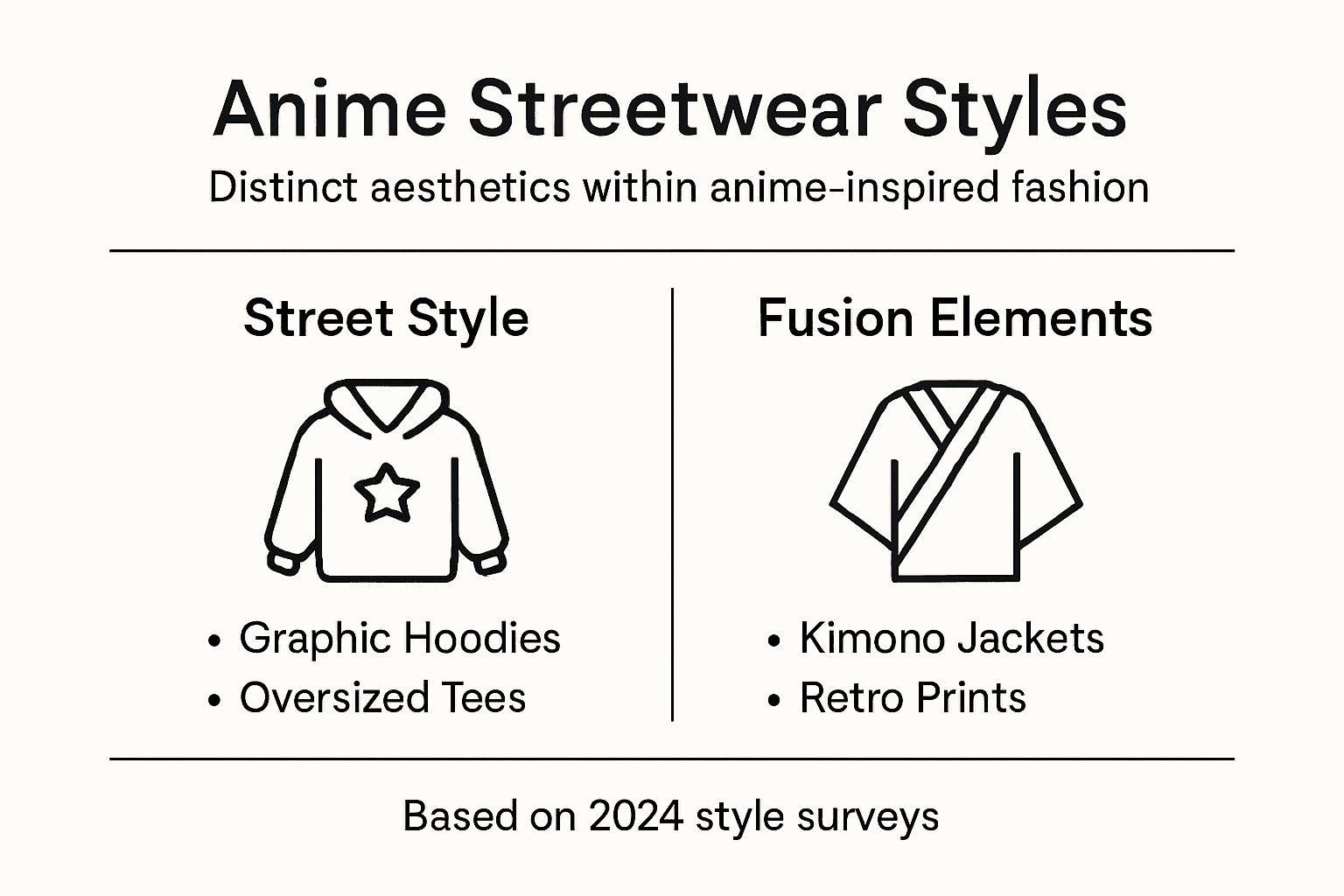Infographic explaining anime streetwear styles