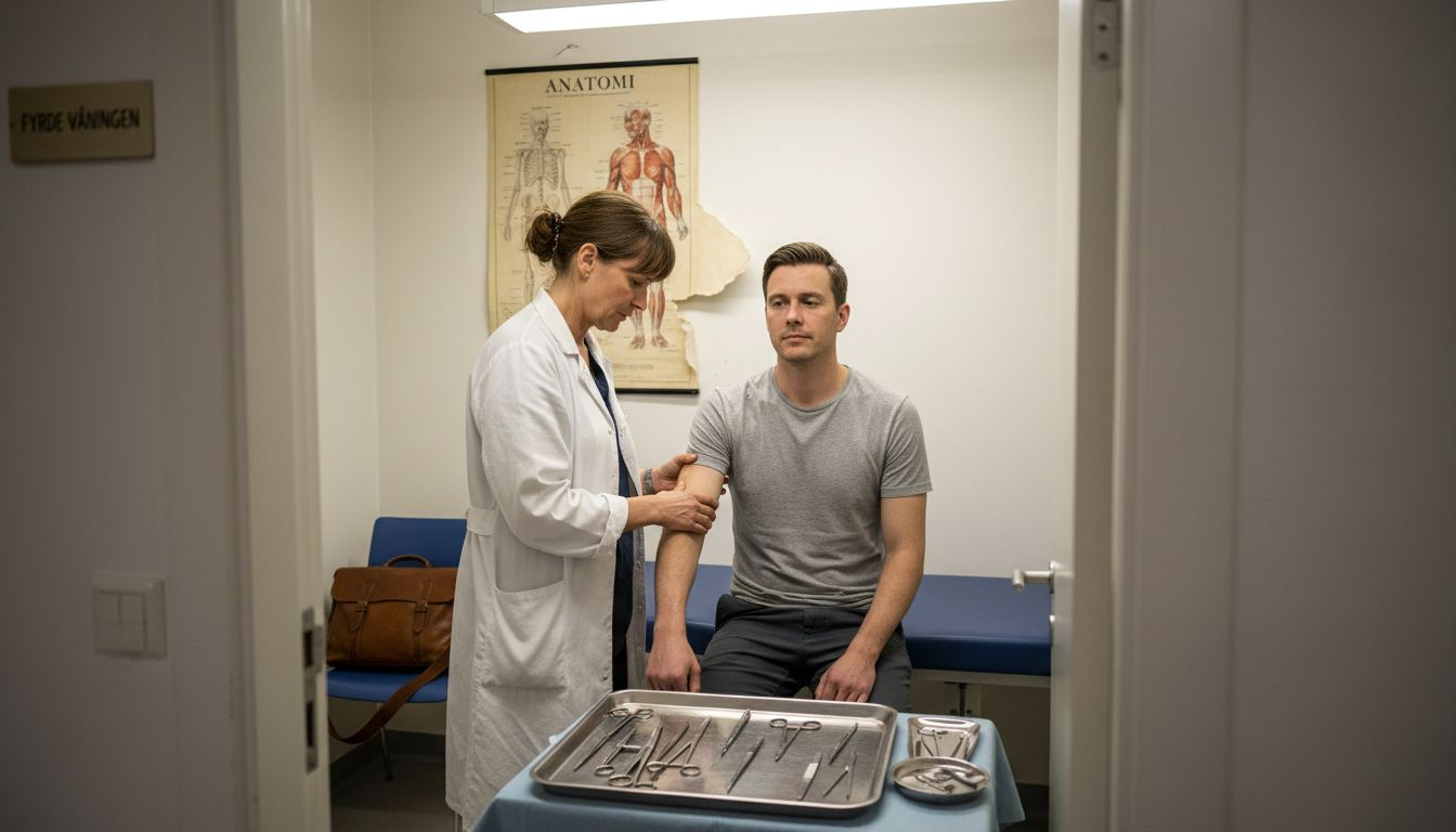 Kirurgen undersöker patienten inför operationen för att säkerställa att allt ser bra ut.