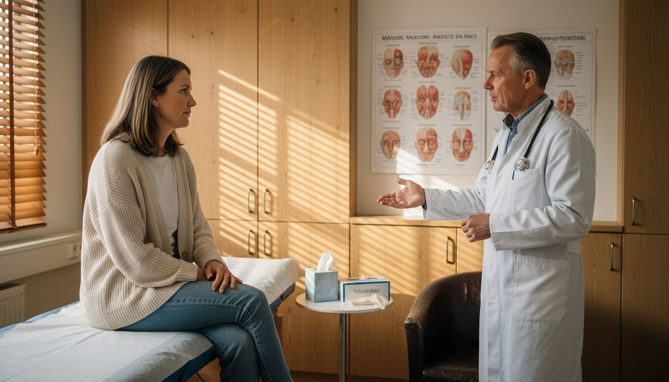 Patient som diskuterar plastikkirurgi med fokus på ett naturligt resultat