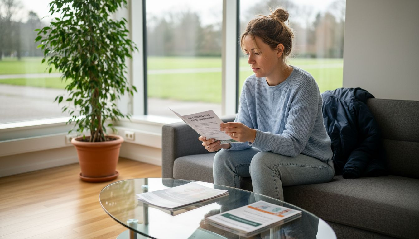 En kvinna sitter i väntrummet och väntar på att bli kallad in till sin konsultation.