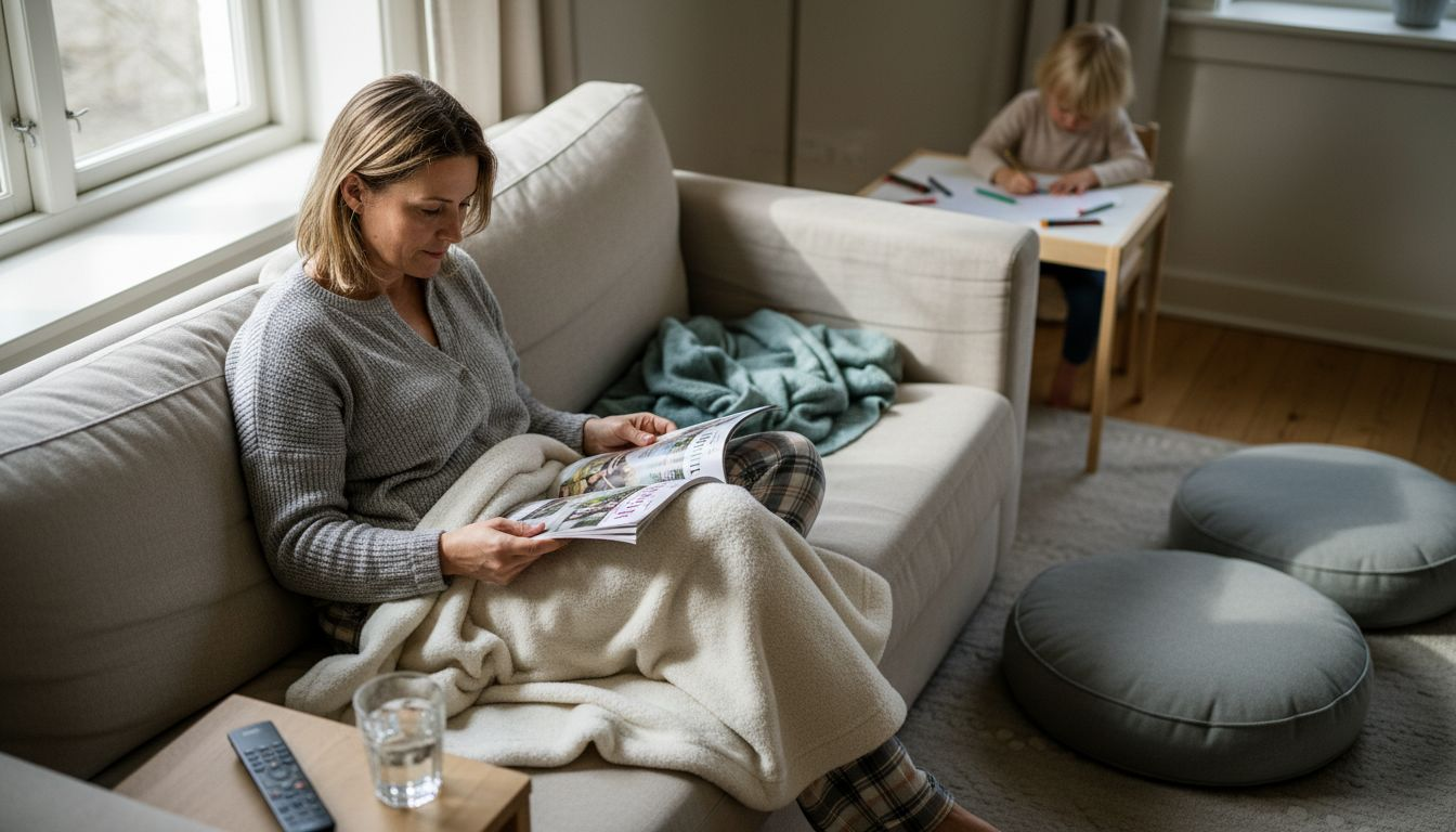 Kvinna vilar upp sig hemma efter en operation