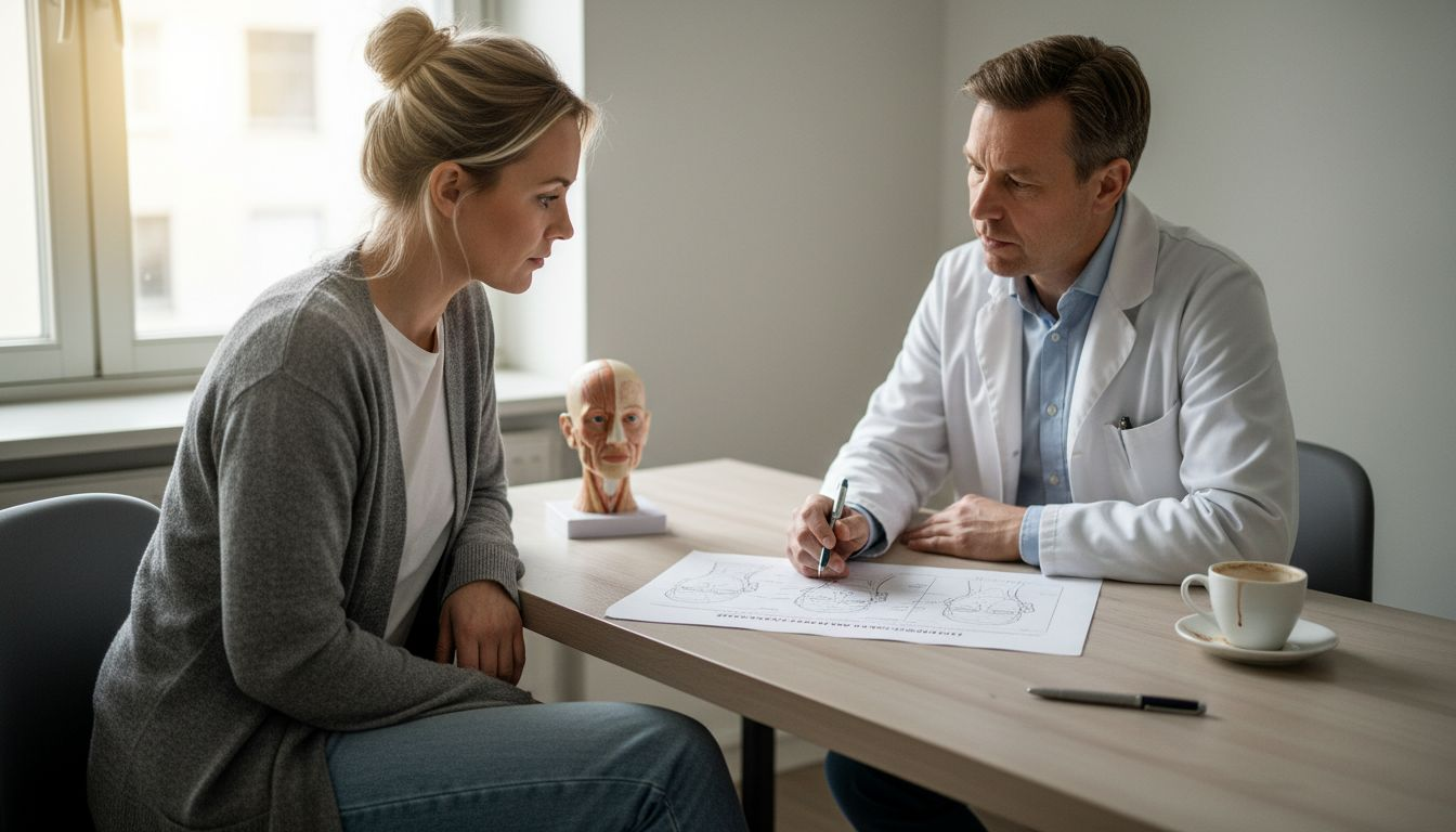 Förberedande konsultation inför bröstoperation i ett undersökningsrum på kliniken