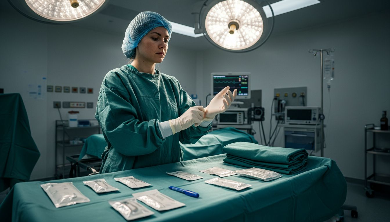 Kirurgen gör sig redo inför en bröstoperation