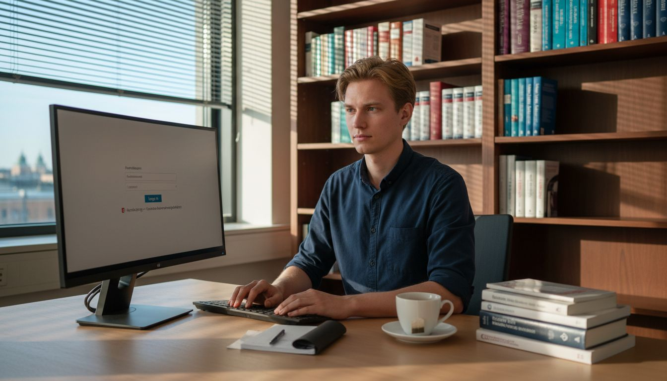 Kirurgen visar sin legitimation på skärmen.