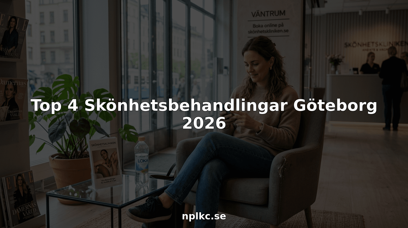 En patient sitter och väntar i väntrummet på en skönhetsklinik i Göteborg.