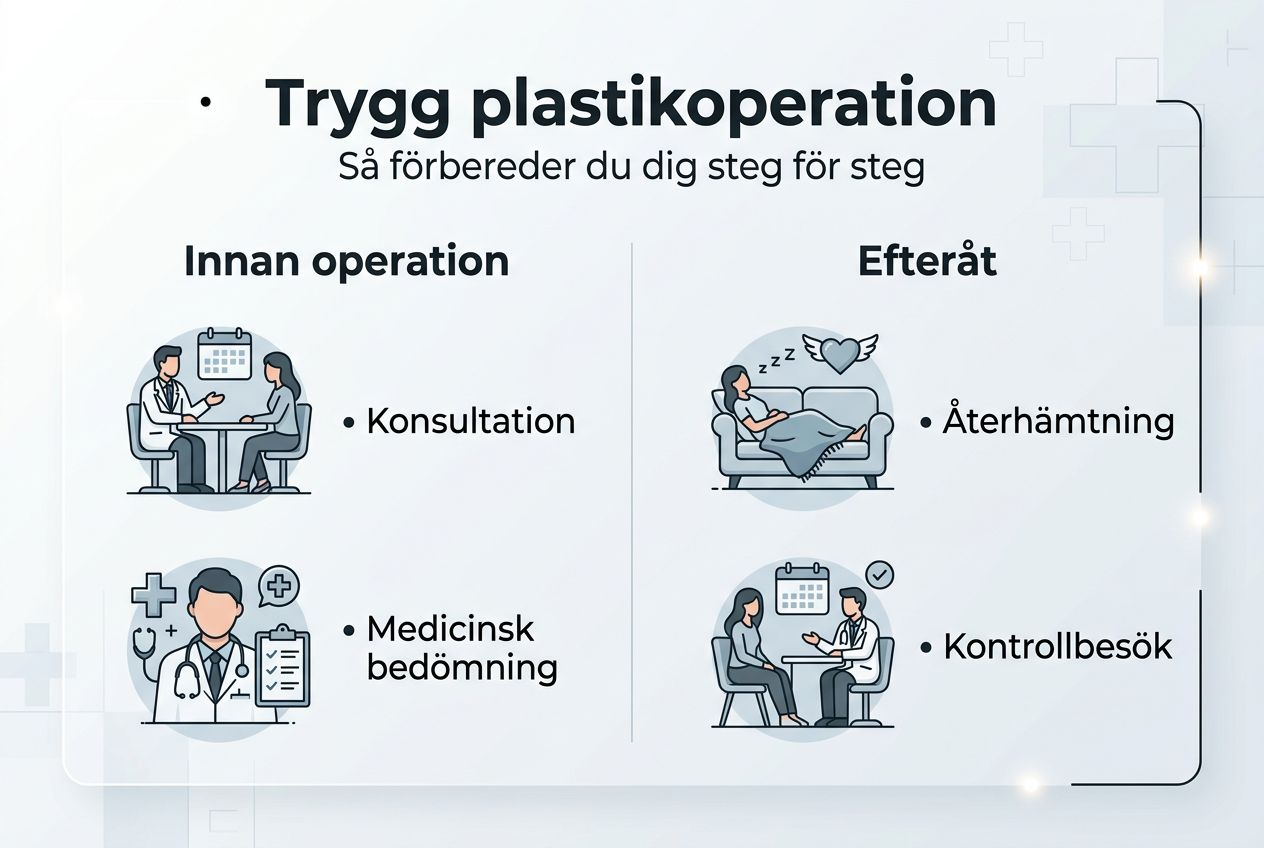 Så här går du tryggt till väga inför en plastikkirurgisk operation – steg för steg i vår infografik