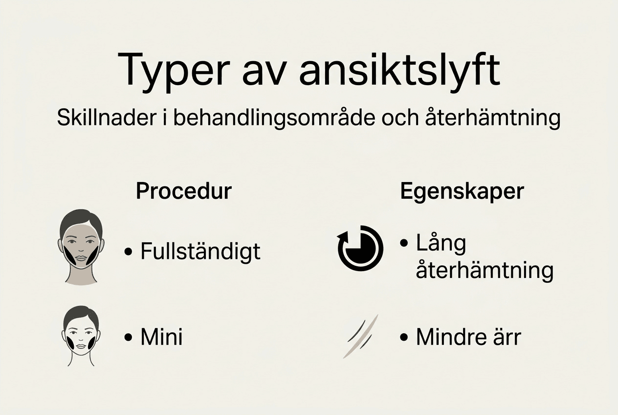 Översikt: olika metoder för ansiktslyft – en infografik