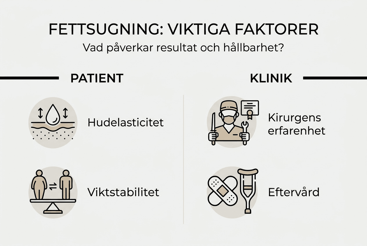 Infografik: Viktiga faktorer för ett lyckat resultat vid fettsugning