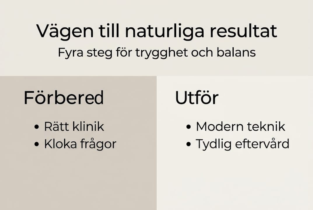 Grafik som visar de vanligaste stegen inför en plastikkirurgisk operation