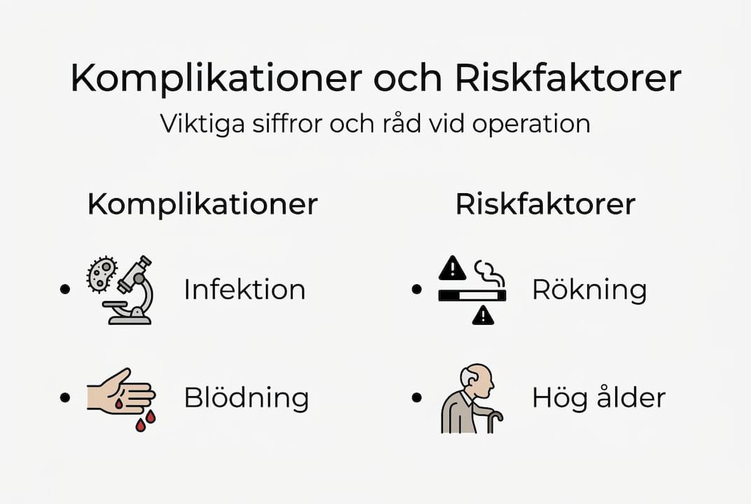 Grafisk översikt över risker och möjliga komplikationer vid kirurgiska ingrepp