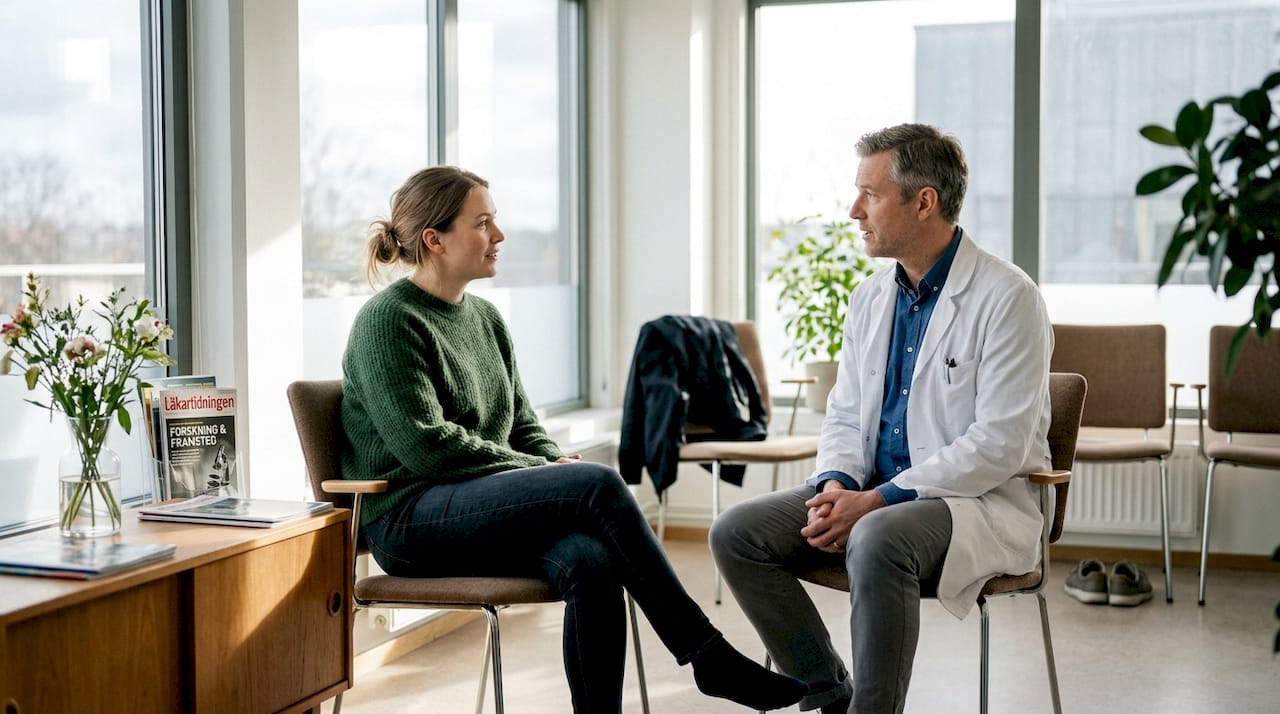 Patienten samtalar med sin läkare på mottagningen